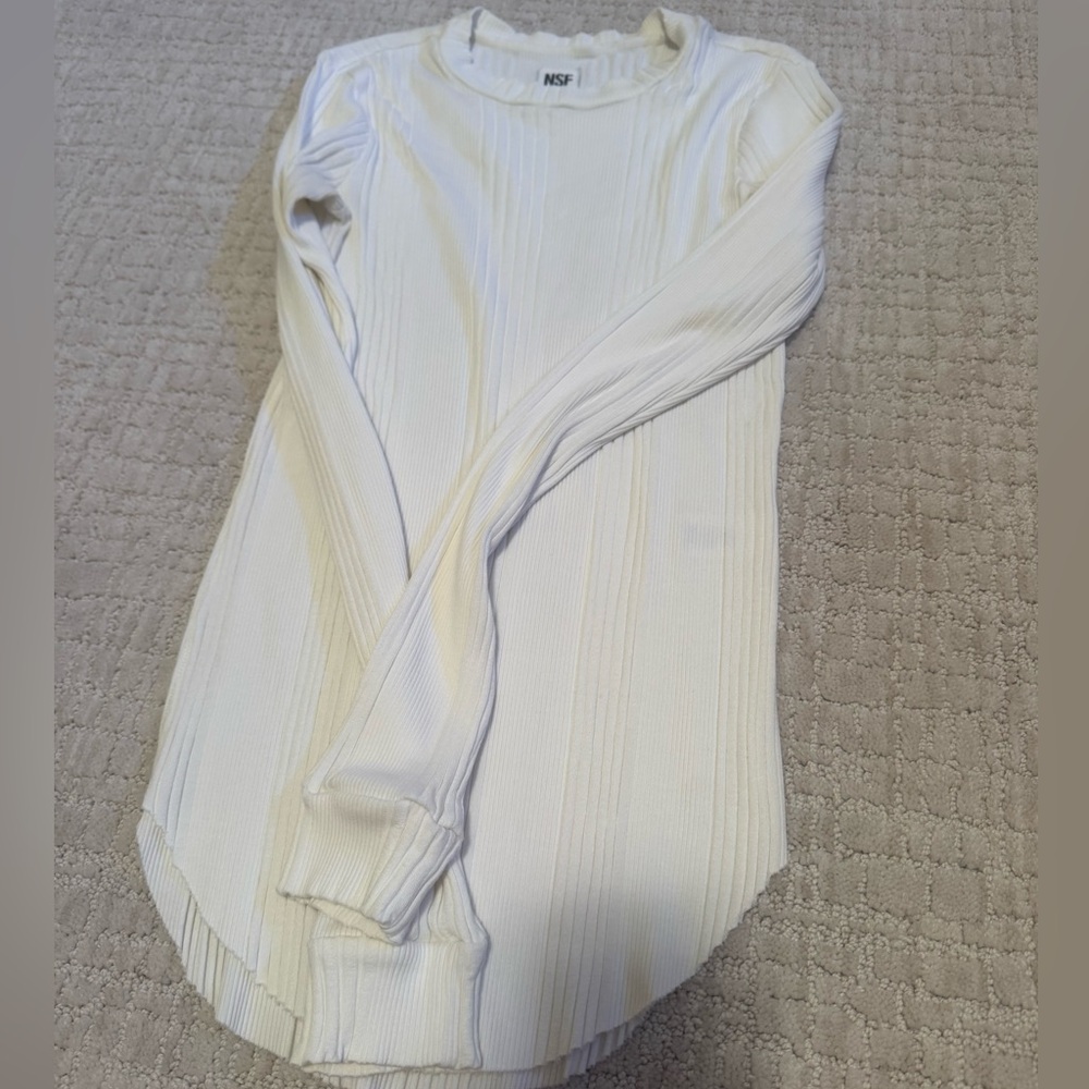 NSF Ivory Ribbed Knit Top